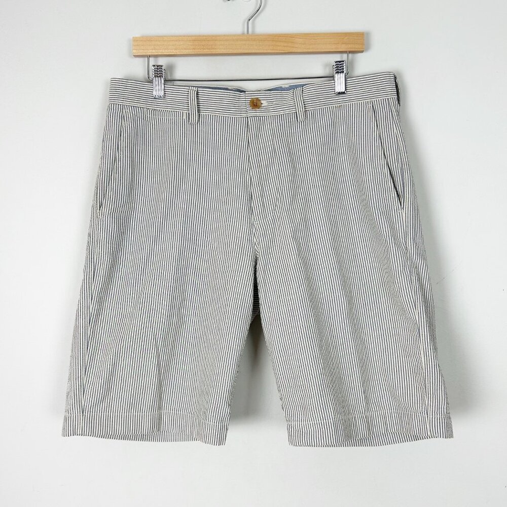 J.Crew Club Shorts Blue Seersucker Striped Chino Preppy Size 33 Men's